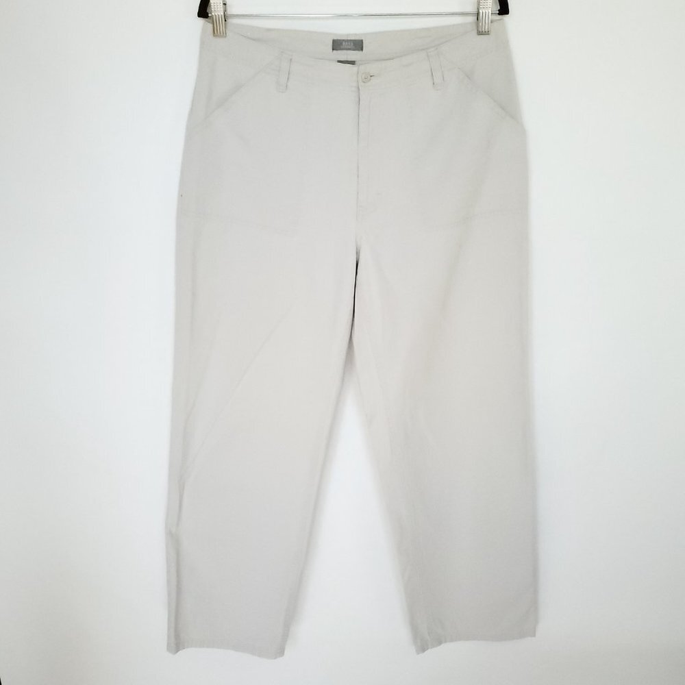 BASS Casual Pants Women's Size 12 Off White 100% Cotton Khakis Trousers Pockets